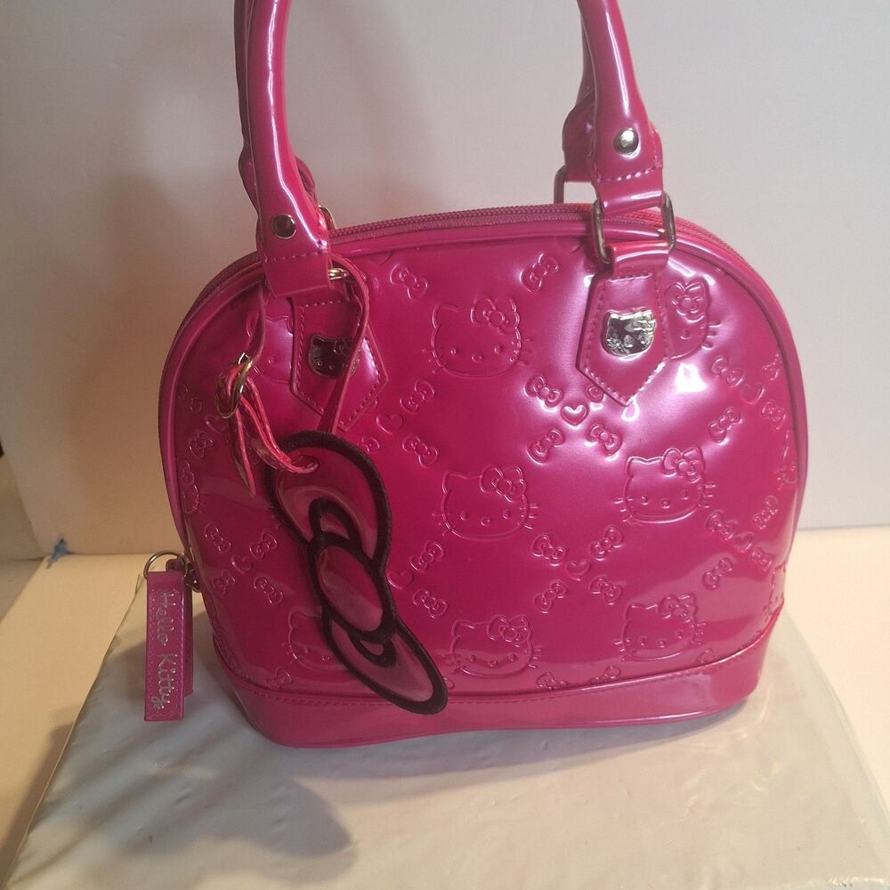 Hello Kitty Pink Patent Embossed Logo Sanrio Loungefly Satchel Handbag - Picture 2 of 12